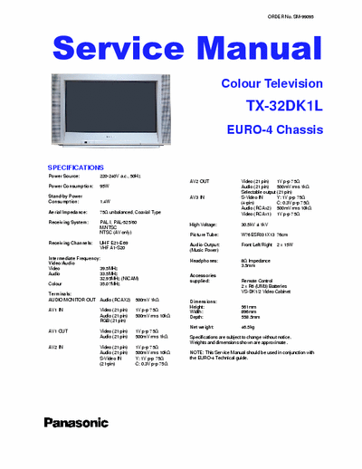 panasonic TX-32DK1L chassis EURO 4 TX-32DK1L chassis EURO 4 schematic